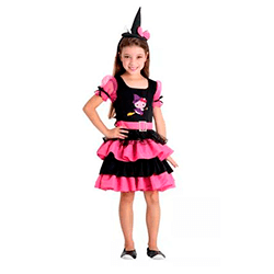 Fantasia de Bruxa - Fantasia de Bruxa infantil Menina Vestindo Fantasia de Bruxa
