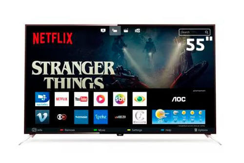 TV 55 Polegadas - Mais Brilho e contraste na sua tela TV 55 Polegadas - Smart TV LED UHD 4K AOC