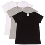 Conjunto Camiseta Baby Look Feminina FSJ Preto/Mescla/Branco - 3 Peças M