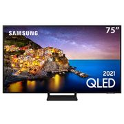 Smart TV 75\" QLED 4K Samsung 75Q70A, Modo Game, Processador IA, Som em Movimento Virtual, Tela sem limites, Design slim, Alexa built in.
