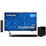 Smart TV 65" 4K Crystal UHD Samsung UN65BU8000GXZD - VA Wi-Fi + Soundbar Samsung HW-A555/ZD 410W