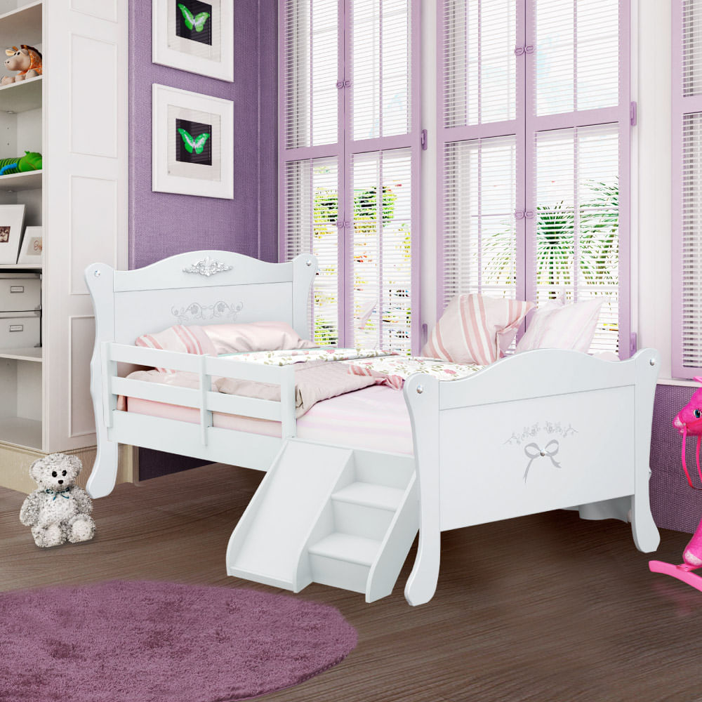Cama Infantil Provence Com Grade Escadinha E Escorregador Pura Cama Infantil Provence Com Grade Escadinha E Escorregador Pura