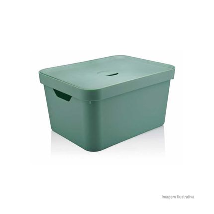 Menor preço em Caixa organizadora Cube 32L grande com tampa verde menta fechado OU