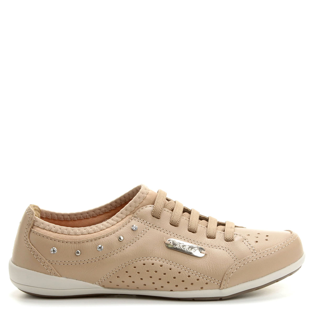 tênis couro kolosh cadarço elástico strass feminino