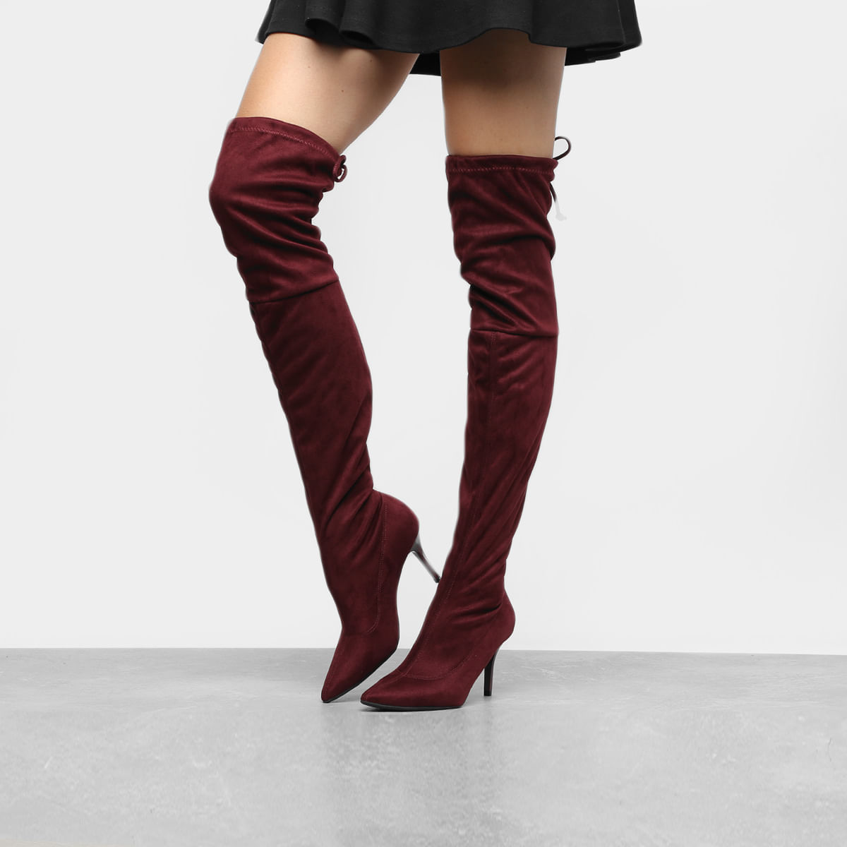 bota cano longo preta salto fino