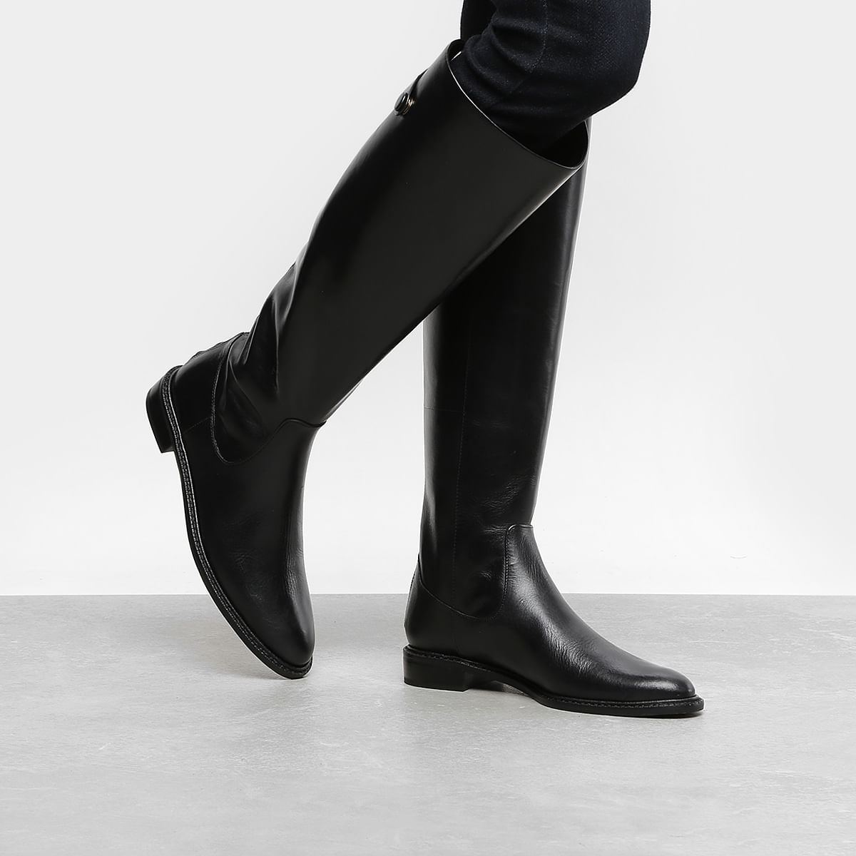 bota montaria cano longo couro