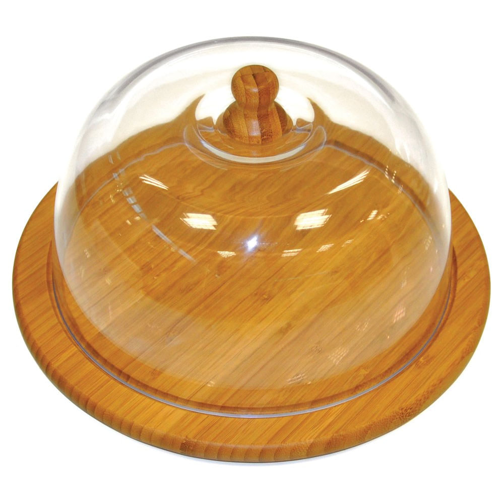 Porta Bolo De Bambu Com Tampa De Acrilico Welf 30cm 102958 Porta Bolo De Bambu Com Tampa De Acrilico Welf 30cm 102958