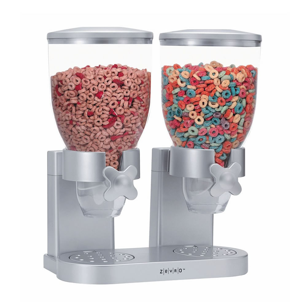 Porta Cereal Duplo Zevro Prata 41cm Compre No Shopfacil Com