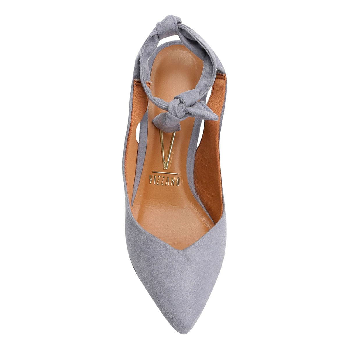 scarpin em suede vizzano amarração bico fino feminino