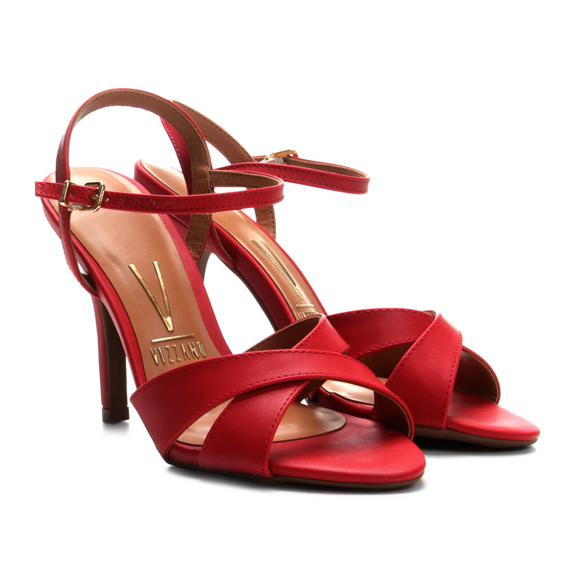 sandalia vizzano salto fino vermelha