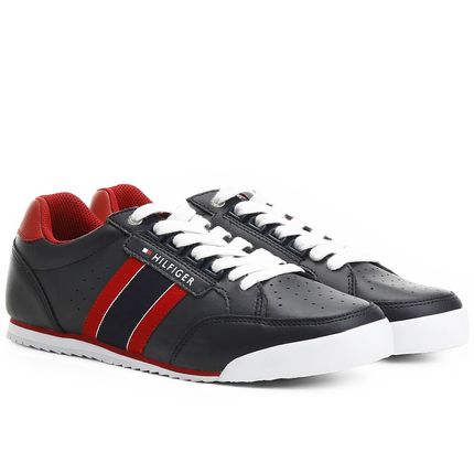 tênis couro tommy hilfiger perfuros masculino
