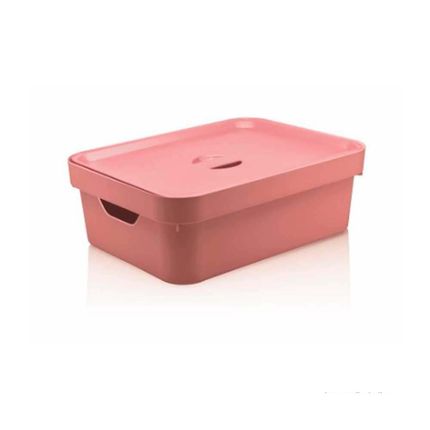 Menor preço em Caixa organizadora Cube 10,5L média com tampa rosa quartz OU