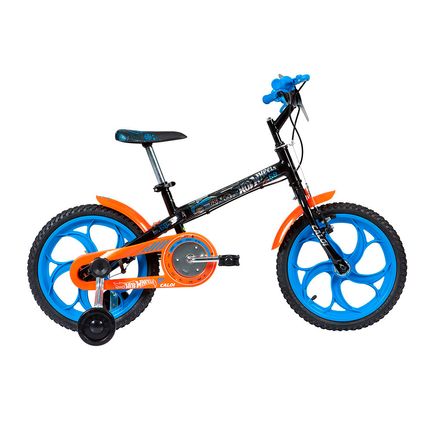 Bicicleta Caloi Hot Wheels Aro 16 Rígida 1 Marcha - Azul/preto