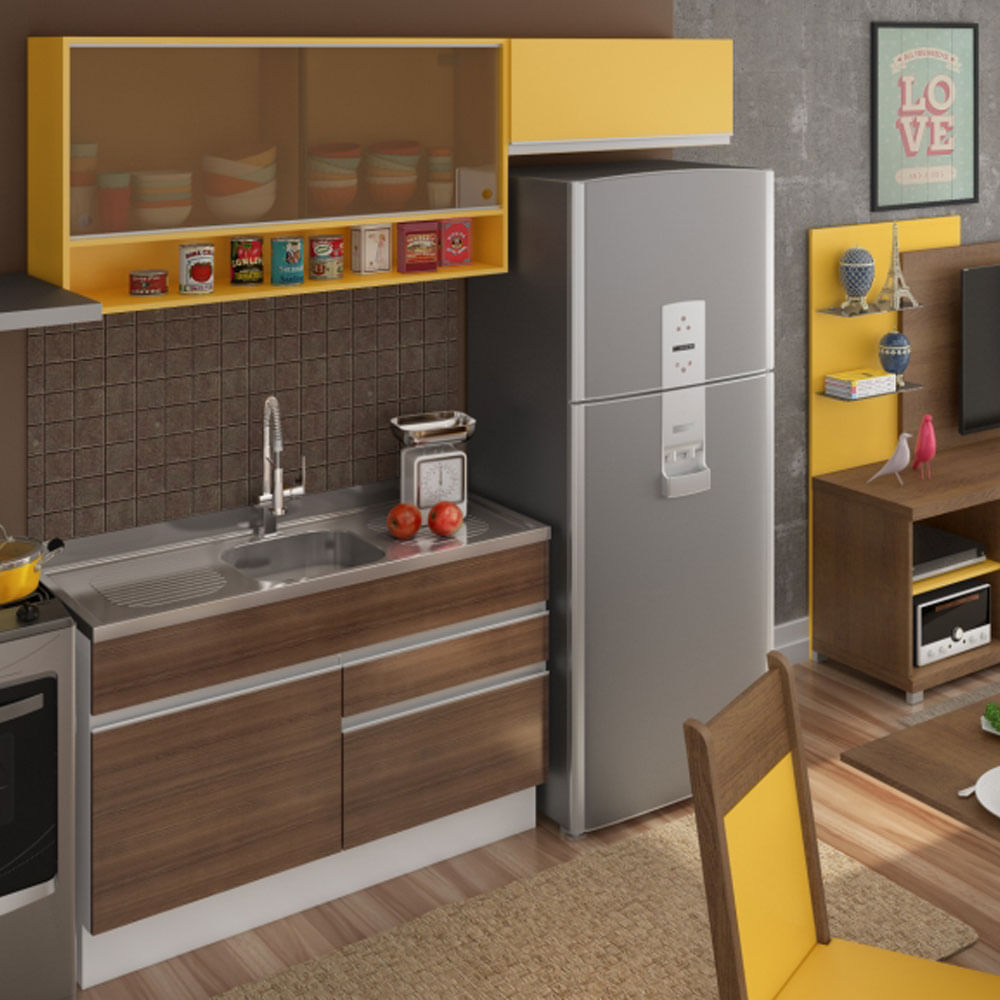 Cozinha Glamy Carol Branco Western Teka Amarelo Madesa Comprar Cozinha Glamy Carol Branco Western Teka Amarelo Madesa Comprar