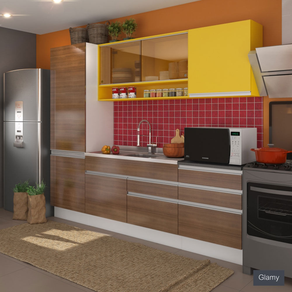 Cozinha Glamy Andressa Branco Western Teka Amarelo Madesa Cozinha Glamy Andressa Branco Western Teka Amarelo Madesa