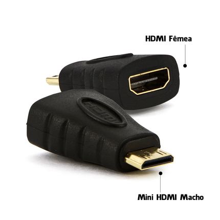 Adaptador HDMI Fêmea para Mini HDMI Macho Menor preço em Adaptador HDMI Fêmea para Mini HDMI Macho