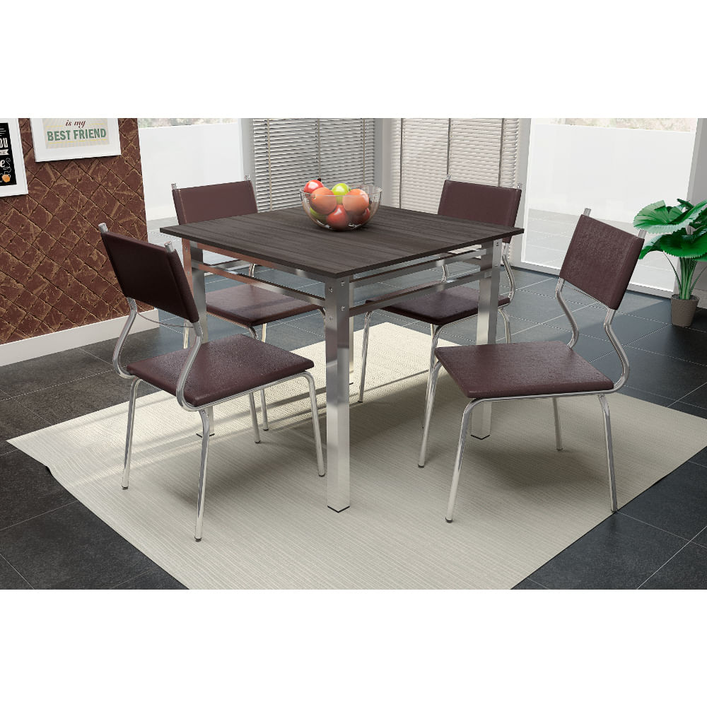 Conjunto De Mesa Somopar Cl Udia 90×90 Cm Cromada Com 4 Cadeiras Conjunto De Mesa Somopar Cl Udia 90×90 Cm Cromada Com 4 Cadeiras