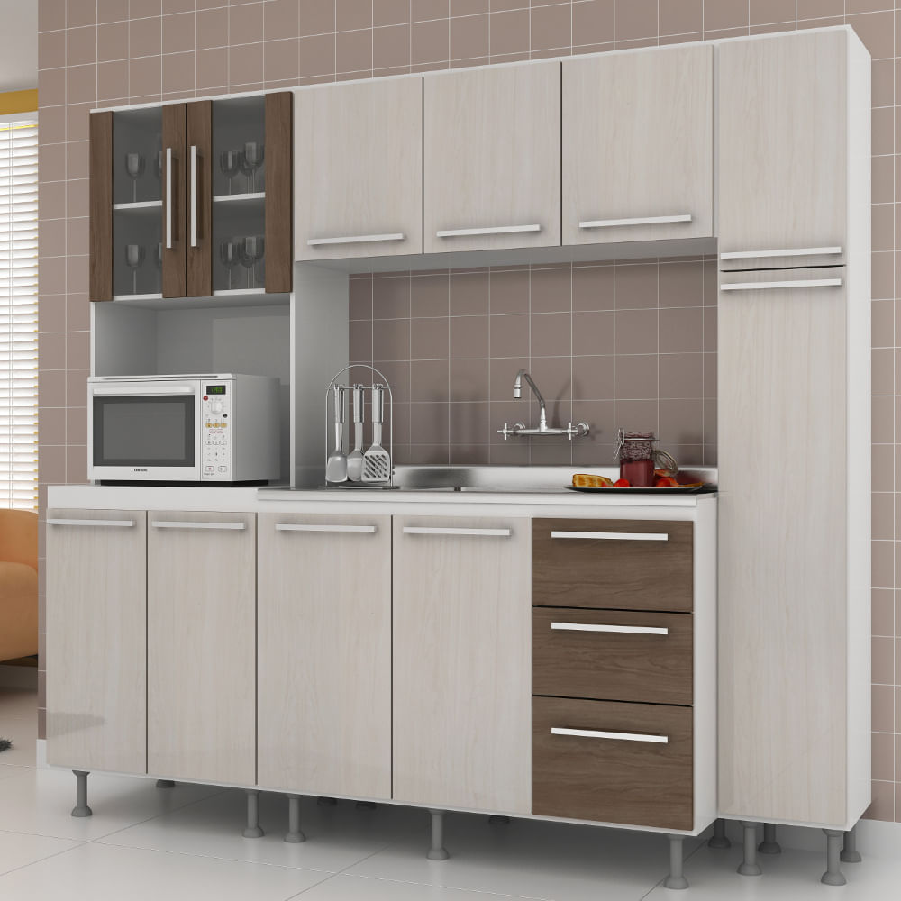 Cozinha Compacta Novo Tempo Andressa 11 Portas E 3 Gavetas Branco Cozinha Compacta Novo Tempo Andressa 11 Portas E 3 Gavetas Branco