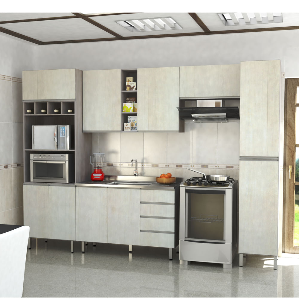 Cozinha Completa Luciane Cannes 10 Portas E 4 Gavetas Crema Cozinha Completa Luciane Cannes 10 Portas E 4 Gavetas Crema