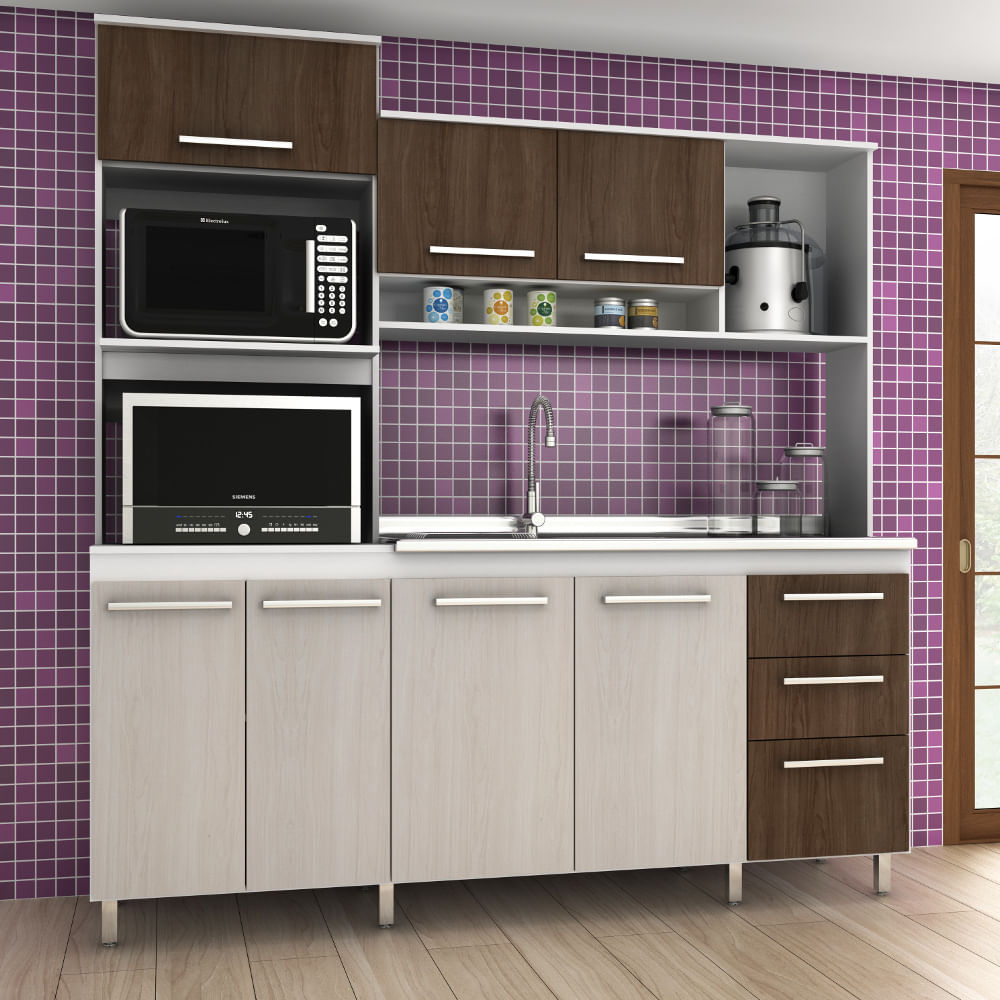Cozinha Compacta Novo Tempo Ellen 7 Portas E 3 Gavetas Branco Cozinha Compacta Novo Tempo Ellen 7 Portas E 3 Gavetas Branco
