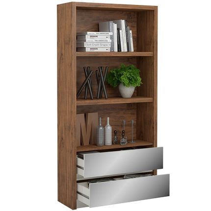 Armário Escritório 2 Gavetas c/espelho TC612E Nobre/Off White Dalla Costa Menor preço em Armário Escritório 2 Gavetas c/espelho TC612E Nobre/Off White Dalla Costa