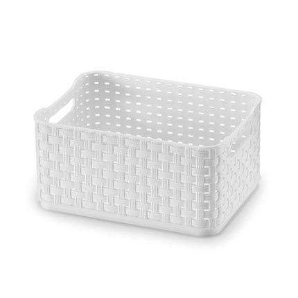 Caixa organizadora 1,74L branca Rattan 02 Arthi Menor preço em Caixa organizadora 1,74L branca Rattan 02 Arthi