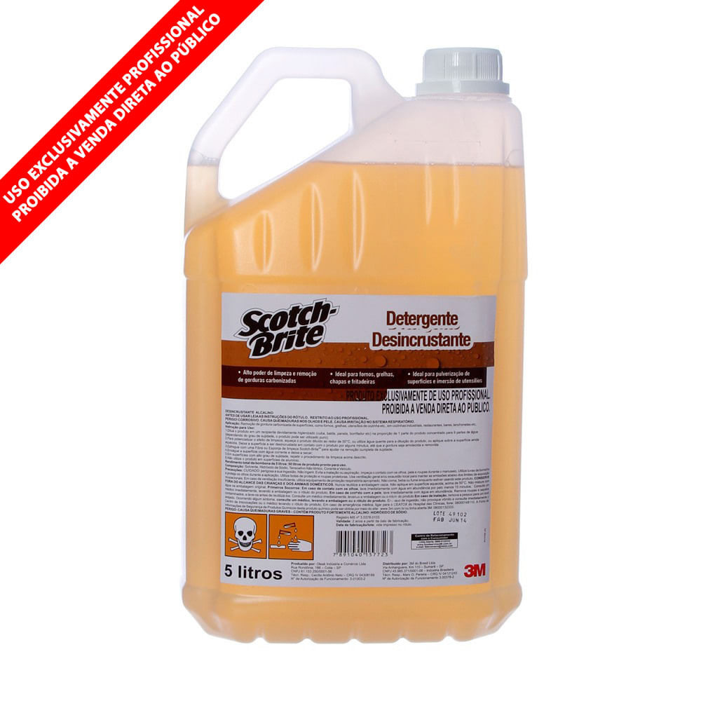 Detergente Desincrustante Gal O 3m Com 5 Litros Scotch Brite Detergente Desincrustante Gal O 3m Com 5 Litros Scotch Brite