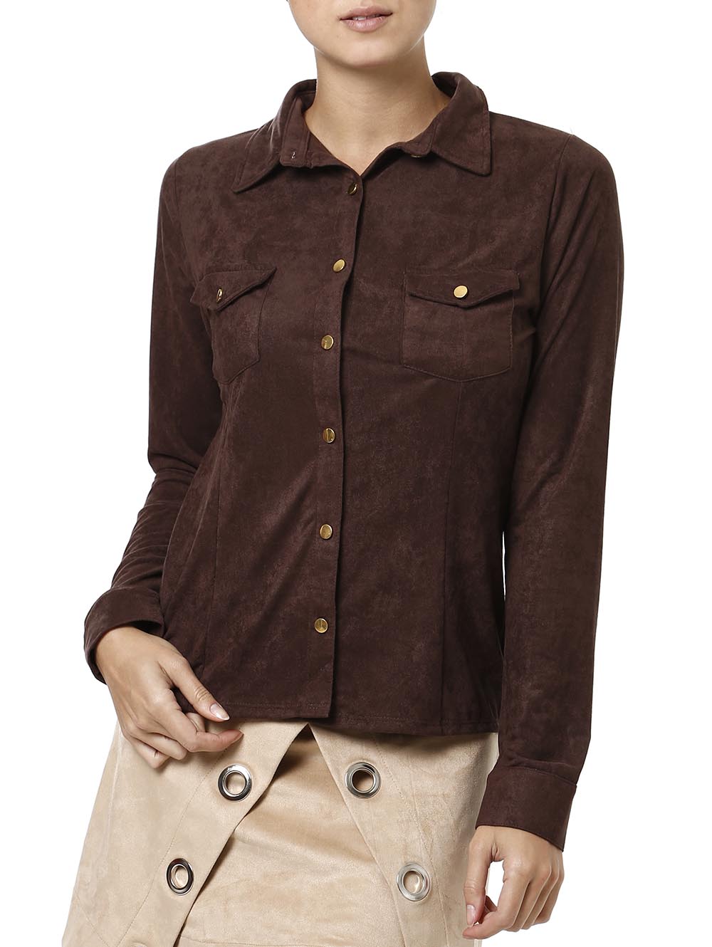camisa marrom feminina