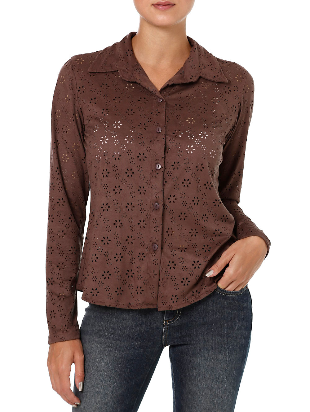 camisa marrom feminina