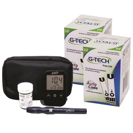 Kit Medidor de Glicose G-Tech Free Lite + 100 Tiras + 10 Lancetas + 1 Caneta Lancetadora. é boa?