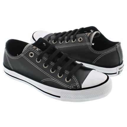 converse preto de couro