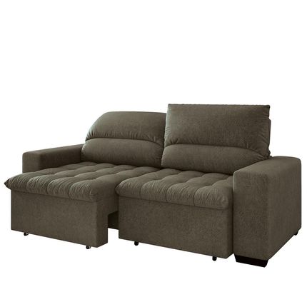 Sofá 4 Lugares Linoforte Terraza com Assento Retrátil e Encosto Reclinável em Tecido Suede Café Menor preço em Sofá 4 Lugares Linoforte Terraza com Assento Retrátil e Encosto Reclinável em Tecido Suede Café