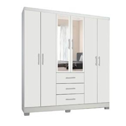 Guarda-Roupa Bartira Olímpia II com 6 Portas e 3 Gavetas Branco Menor preço em Guarda-Roupa Bartira Olímpia II com 6 Portas e 3 Gavetas Branco