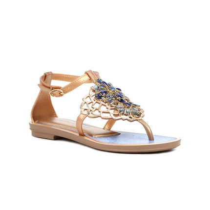 sandália rasteira grendha pedraria