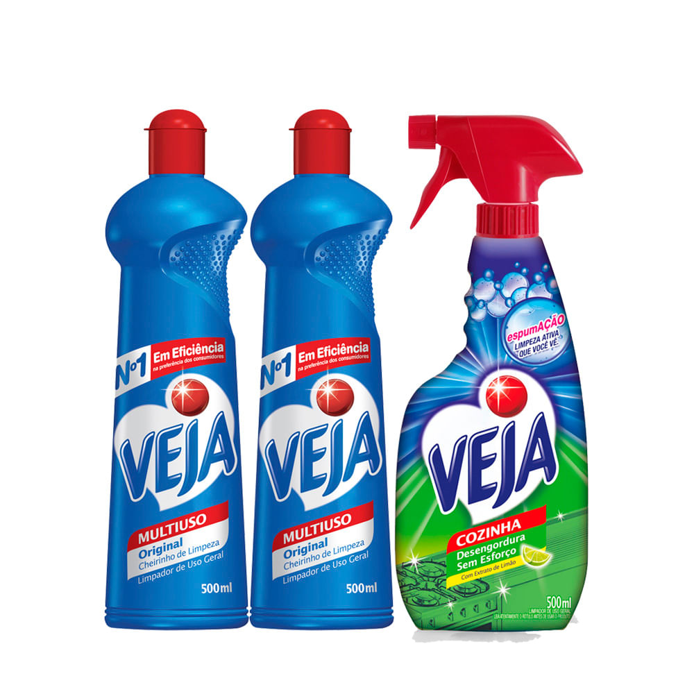Kit Veja Limpa Cozinha Com 2 Veja Multiuso Original 500ml 1 Veja Kit Veja Limpa Cozinha Com 2 Veja Multiuso Original 500ml 1 Veja