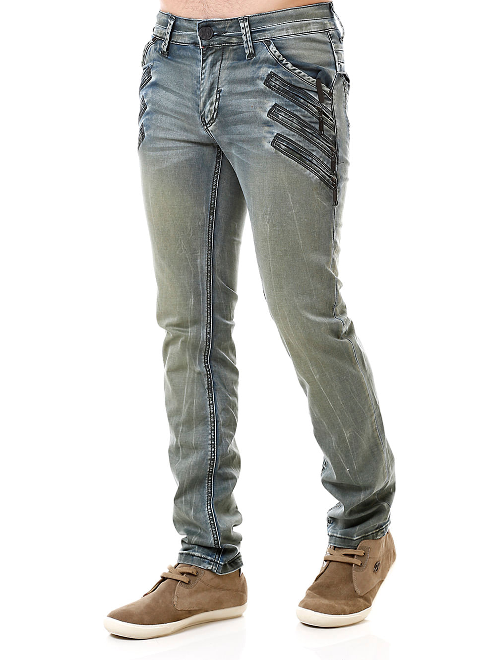 calça jeans resinada masculina