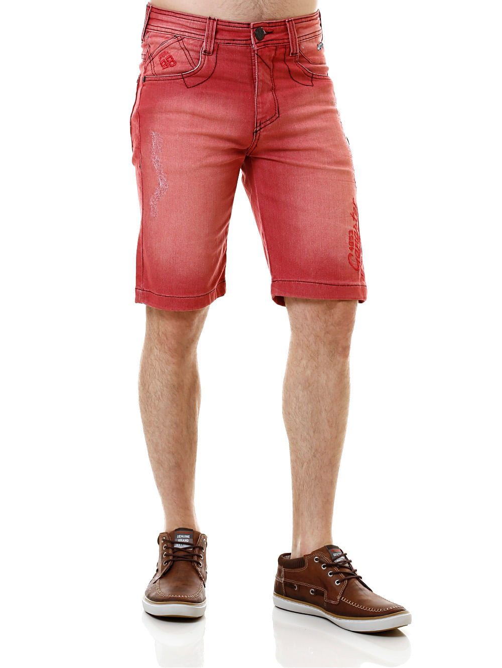 bermuda jeans vermelha