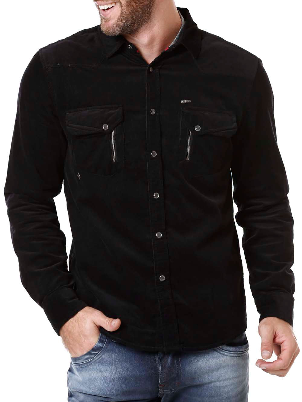 camisa veludo preta masculina