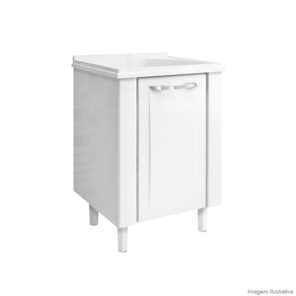 Gabinete de lavanderia aço com Tanque 60cm branco Cozimax - Comprar no