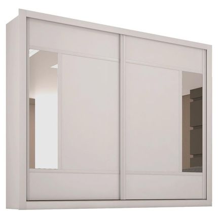Guarda-Roupa Móveis Europa Triunfo Flex com 2 Portas de Correr e Espelho - Branco/Nogueira Menor preço em Guarda-Roupa Móveis Europa Triunfo Flex com 2 Portas de Correr e Espelho - Branco/Nogueira