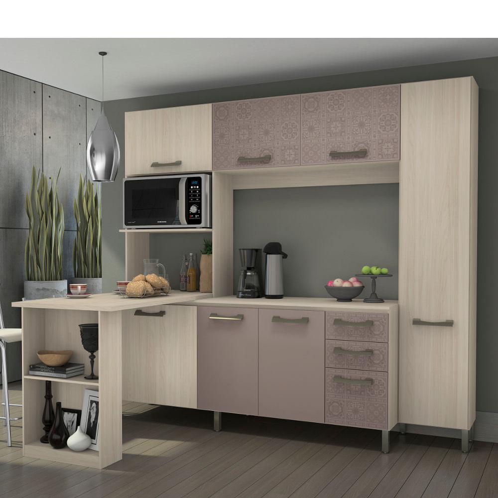 Cozinha Compacta Com Bancada Kappesberg Sense 7 Portas 3 Gavetas Cozinha Compacta Com Bancada Kappesberg Sense 7 Portas 3 Gavetas