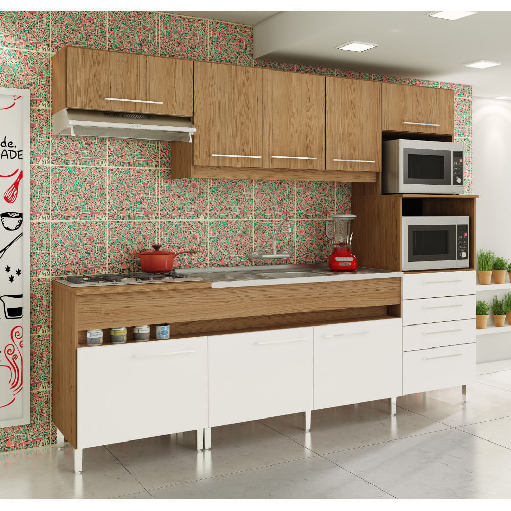 Cozinha Compacta Decibal New Open 8 Portas E 4 Gavetas Bano Cozinha Compacta Decibal New Open 8 Portas E 4 Gavetas Bano