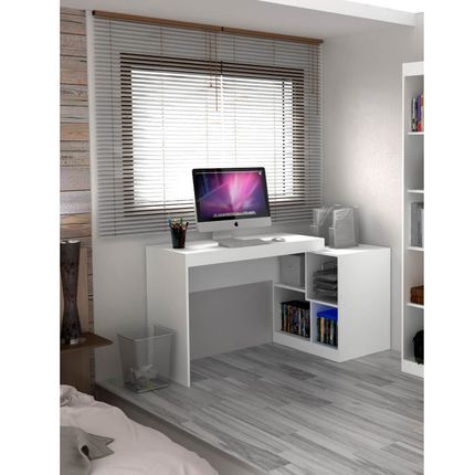 Escrivaninha Versátil com 4 Nichos Hecol - Branco Menor preço em Escrivaninha Versátil com 4 Nichos Hecol - Branco