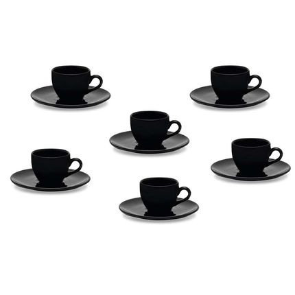 Conjunto de Xícaras para Café Oxford Coup Black 75 ML em Porcelana EM23-4924 - 6 Peças Menor preço em Conjunto de Xícaras para Café Oxford Coup Black 75 ML em Porcelana EM23-4924 - 6 Peças