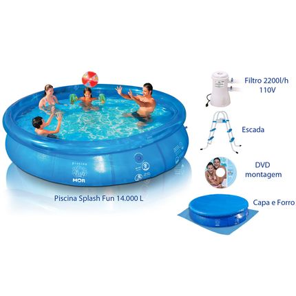 Combo Mor Piscina Splash Fun 110V 14.000 Litros Menor preço em Combo Mor Piscina Splash Fun 110V 14.000 Litros