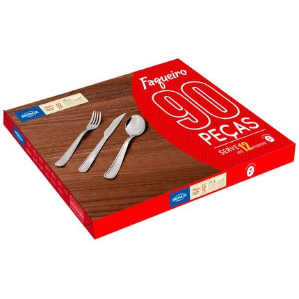 Faqueiro 90 Peças Módena Inox Brinox - 5119/108 Menor preço em Faqueiro 90 Peças Módena Inox Brinox - 5119/108