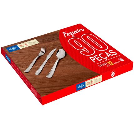 Faqueiro Inox 90 Peças Módena 5119/108 Brinox Menor preço em Faqueiro Inox 90 Peças Módena 5119/108 Brinox