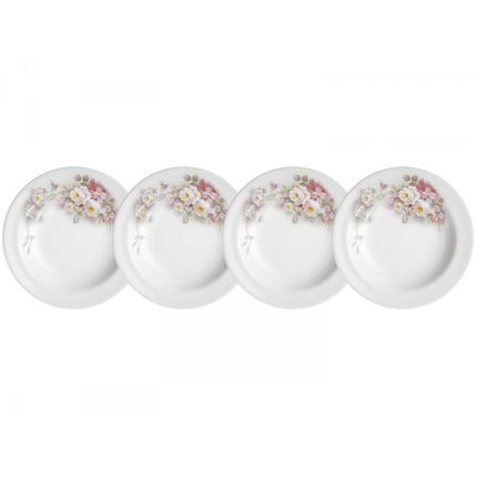 Menor preço em Jogo de Pratos de Porcelana Redondo Branco Fundo - Schmidt 78460231140030 4 peças