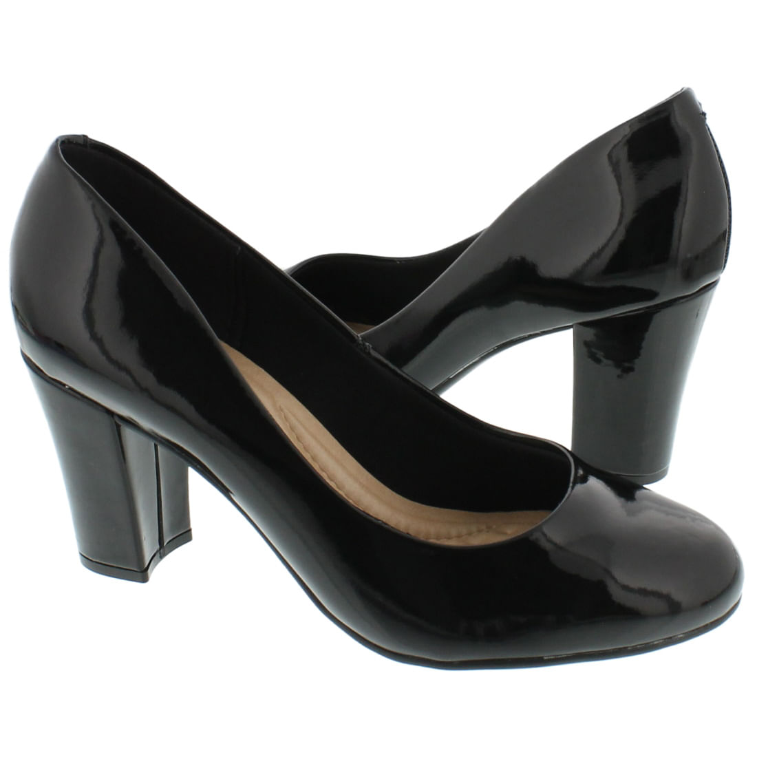 sapato scarpin salto grosso conforto beira rio verniz