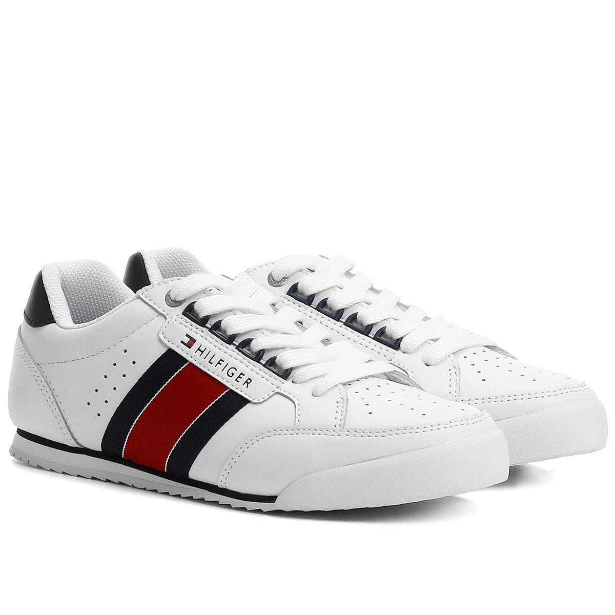 tênis couro tommy hilfiger perfuros masculino